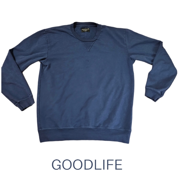 GOODLIFE Crewneck Long Sleeve Navy Blue Sweatshirt - Picture 1 of 4